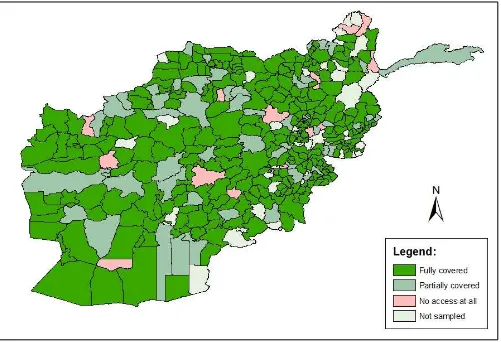 Figure 2.1 Implementation of NRVA 2011-12 sampling clusters, by district