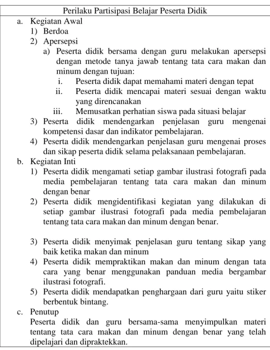 Tabel 4. Indikator Partisipasi Belajar Peserta Didik 