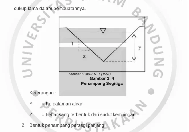 Gambar 3. 4  Penampang Segitiga  Keterangan : 