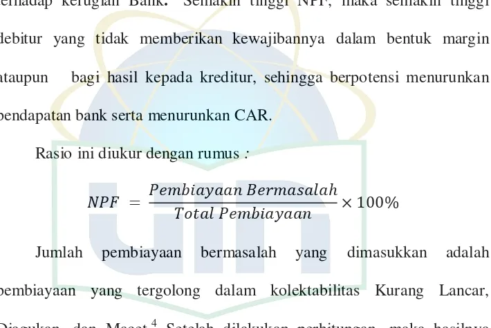 Tabel 3.1. Matriks Kriteria Penilaian Rasio NPF 