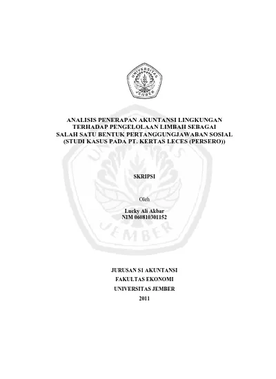 ANALISIS PENERAPAN AKUNTANSI LINGKUNGAN TERHADAP PENGELOLAAN LIMBAH ...