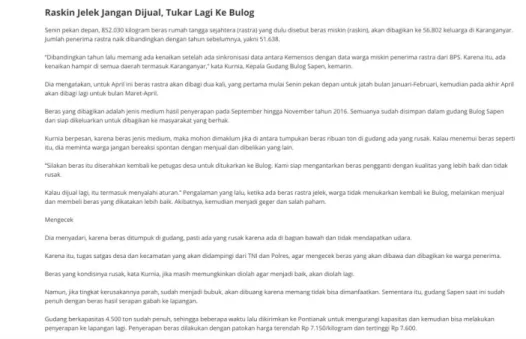 Gambar 4.4 Press Release yang dilakukan oleh Bulog 