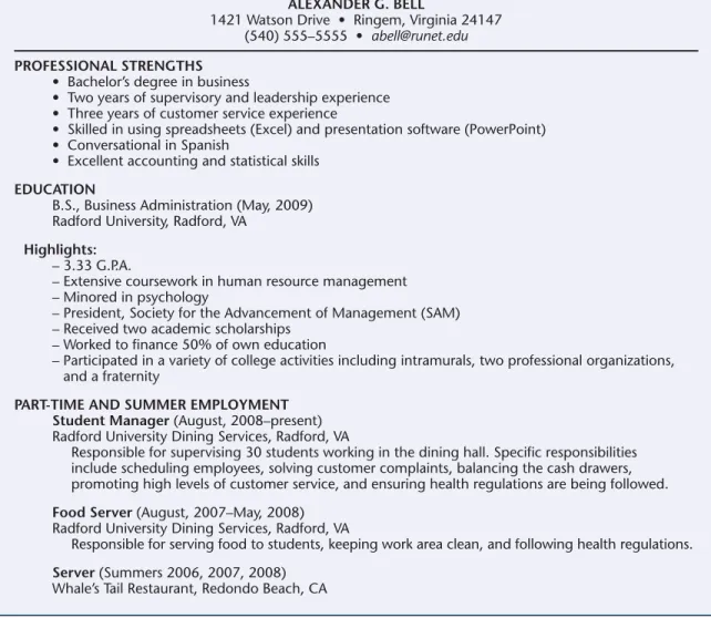 Figure 4.14 Psychological résumé