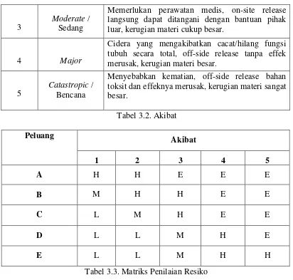 Tabel 3.3. Matriks Penilaian Resiko 