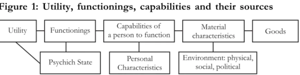 Figure 1: Utility, functionings, capabilities and their sources
