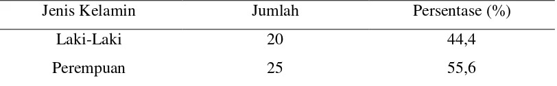 Tabel 4.2 Data Karateristik Responden Berdasarkan usia Tahun 2013 