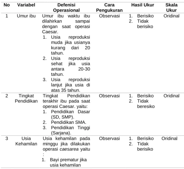 Tabel 3.1  Defenisi Operasional 