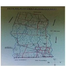 Gambar 4.1 Peta Administratif Desa Sumbergondo (Sumber: Profil Desa Subergondo 2012-2017) 
