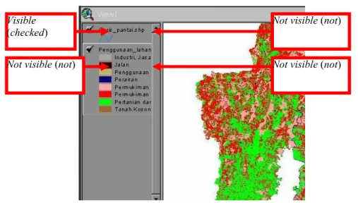 Gambar 1.9 Active theme dan visible h. Shapefile