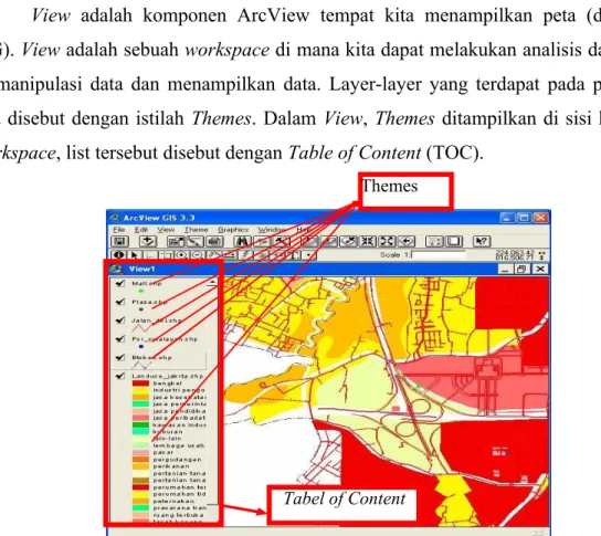 Gambar 1.4 Tampilan Komponen View pada ArcViewNama 