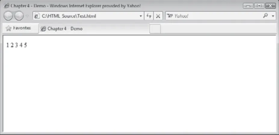 Figure 4.6 shows how the browser displays the output generated by the previous example.