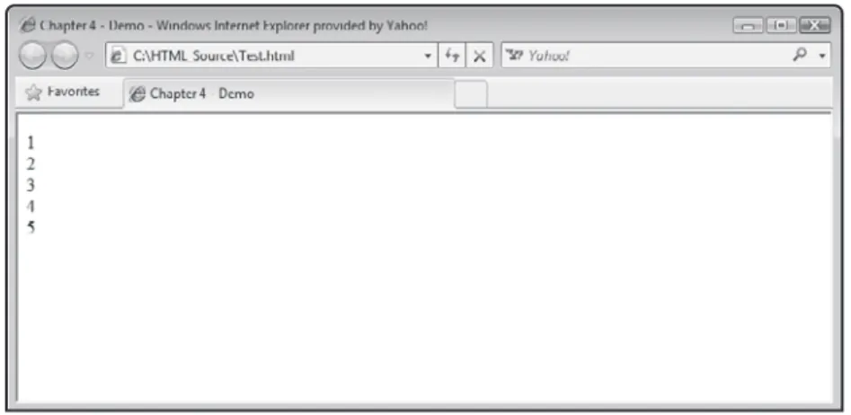 Figure 4.8 shows how the browser displayed the output generated by the previous example.