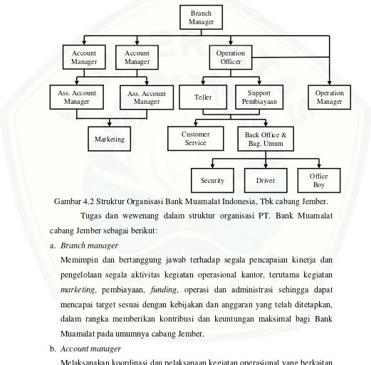 Gambar 4.2 Struktur Organisasi Bank Muamalat Indonesia, Tbk cabang Jember. 