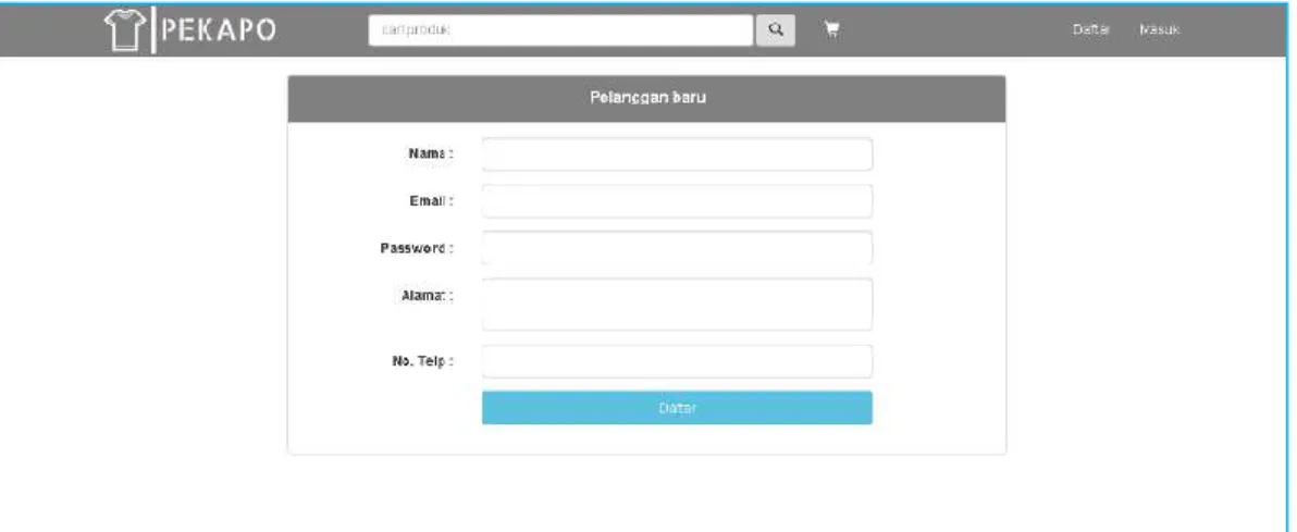 Gambar 3.8 Tampilan Halaman Daftar. 