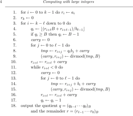 Fig. 3.1. Division with Remainder Algorithm