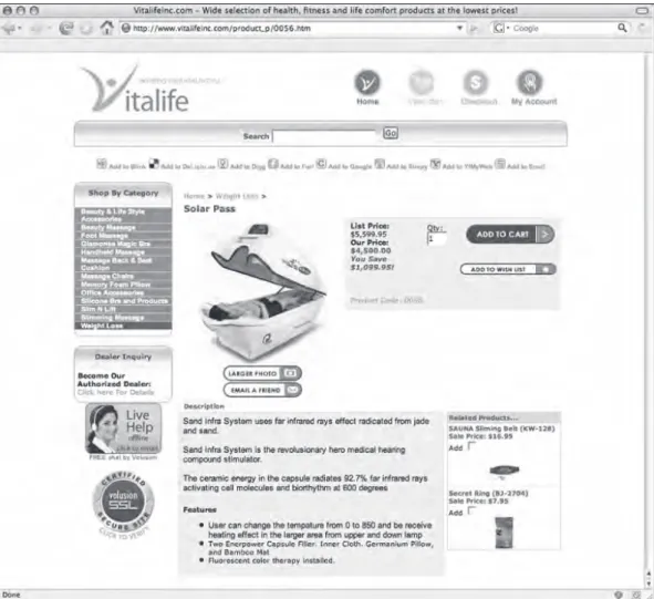 Figure 9-5  Once a shopper investigates a particular product more closely by clicking on it on the  previous page, the store provides more information, including a detailed product description and a list  of features.