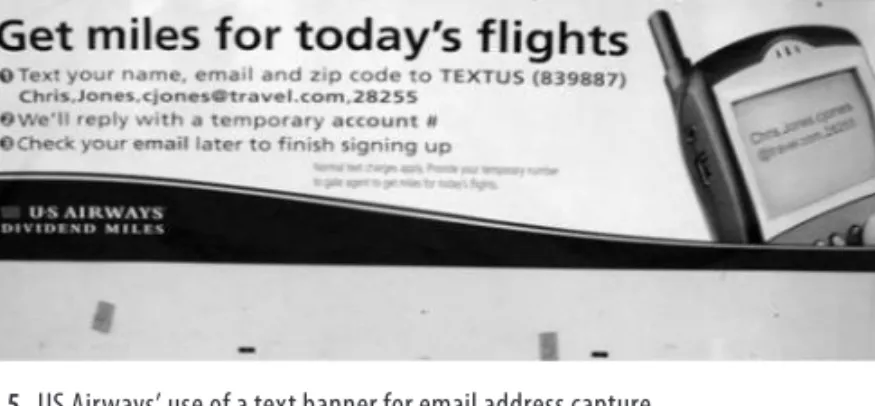 Figure 5.5   US Airways’ use of a text banner for email address capture