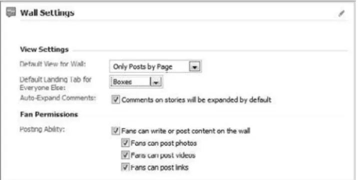 Figure 7.1   Fan page default view settings
