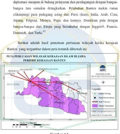 Gambar 4.3 Peta perluasan Wilayah Kerajaan Islam di Jawa Periode Kerajaan Banten 