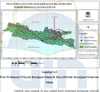 Gambar 4.5 Peta Perluasan Wilayah Kerajaan Islam di Jawa Periode Kerajaan Mataram 