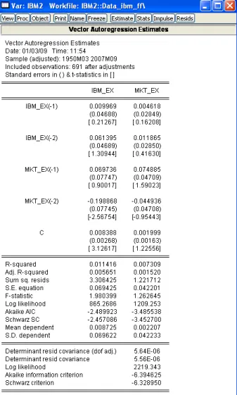 Figure 6.2: Output for the VAR model estimation