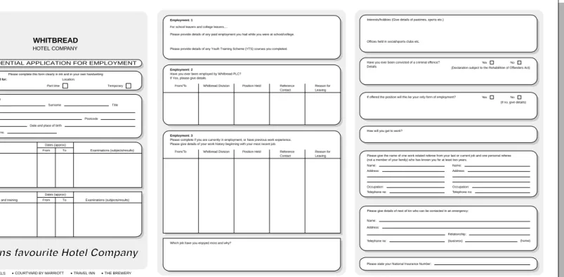 Figure 5.4 A typical extended application form Source: Reproduced by courtesy of Marriot Hotels.