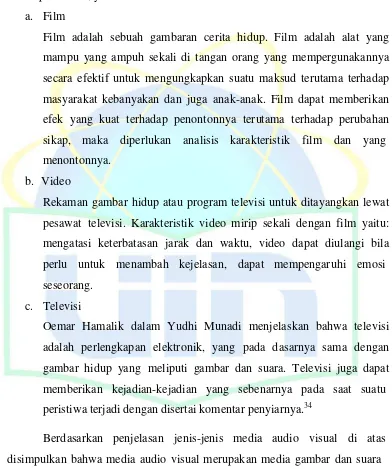 gambar hidup yang  meliputi gambar dan suara. Televisi juga dapat 