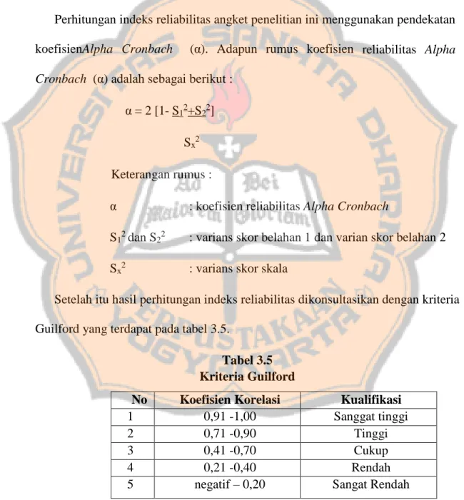 Tabel 3.5  Kriteria Guilford 