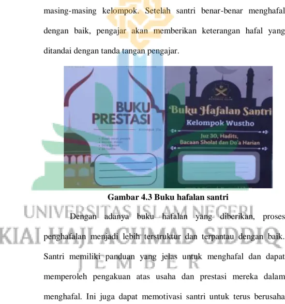 Gambar 4.3 Buku hafalan santri 