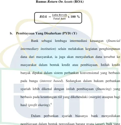 Rumus Gambar 3.3 Return On Assets (ROA) 