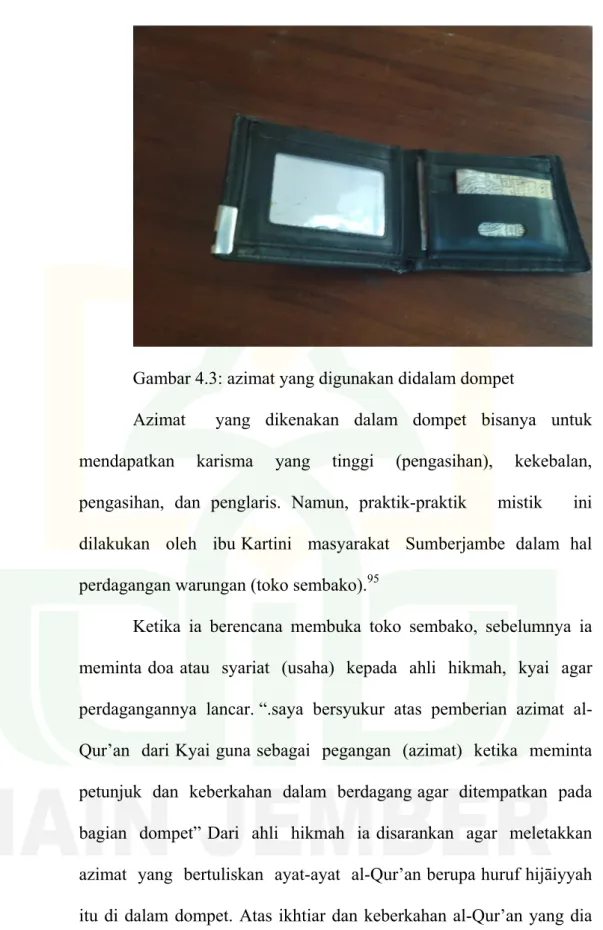 Gambar 4.3: azimat yang digunakan didalam dompet 