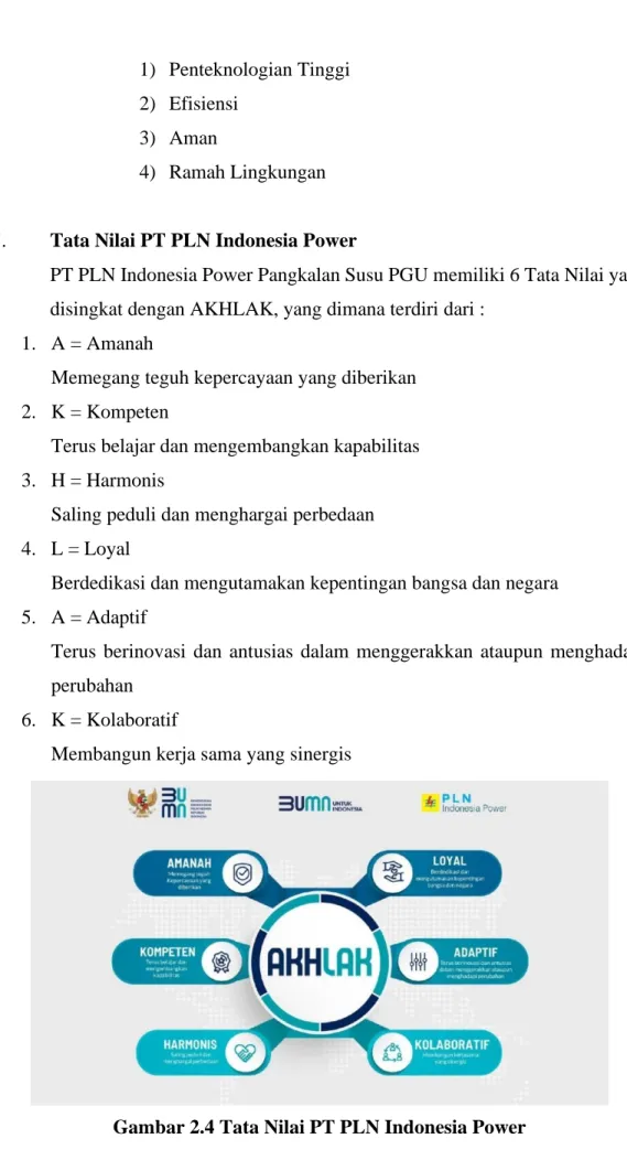 Gambar 2.4 Tata Nilai PT PLN Indonesia Power 