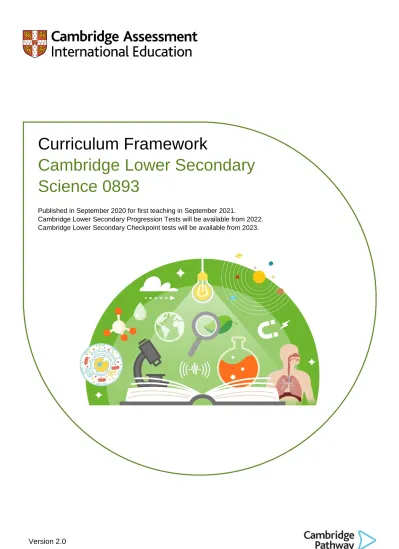 Curriculum Framework Cambridge Lower Secondary Science 0893