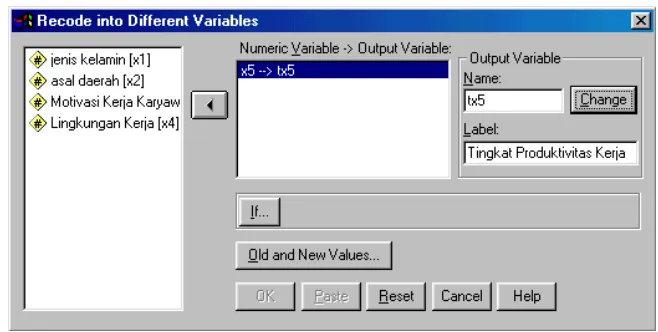 Gambar 2.6. Kotak Dialog Recode Into Different Variables 