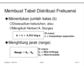 Tabel Distribusi Frekuensi (lanjutan)
