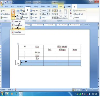 Gambar 1. 35. M enghapus baris 