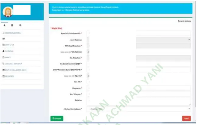 Gambar 4. 2 Tampilan data diri pasien BPJS rujukan online  Sumber : Dokumentasi tampilan v-claim ,2019 