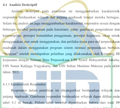tabel 4.1 di bawah. Dalam tabel tersebut digambarkan bahwa dari total 89 