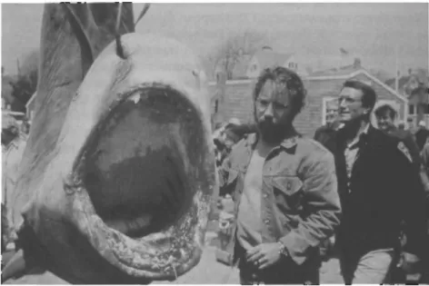 Figure 3.1 Matt Hooper (Richard Dreyfuss) and Police Chief Brody (Roy  Scheider) examine a shark that has been caught in Jaws