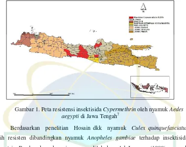 Gambar 1. Peta resistensi insektisida Cypermethrin oleh nyamuk Aedes 
