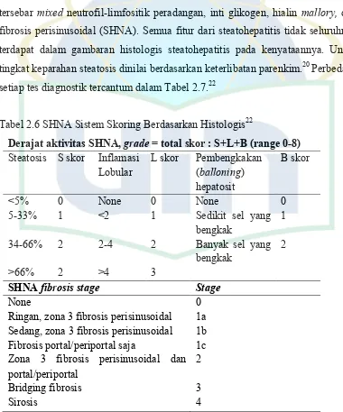 Tabel 2.6 SHNA Sistem Skoring Berdasarkan Histologis22 