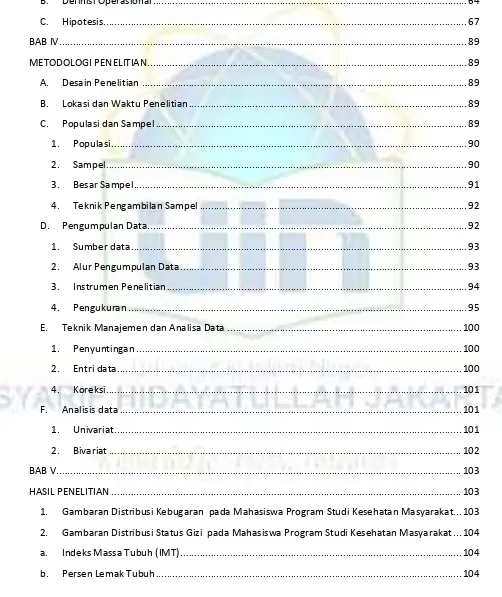 Gambaran Distribusi Kebugaran  pada Mahasiswa Program Studi Kesehatan Masyarakat ... 103 