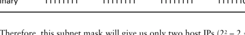Table 3.3. Unfortunately, we have an eight-bit subnet mask (i.e., 