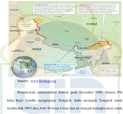 Gambar 1 Wilayah Konflik India dan Tiongkok
