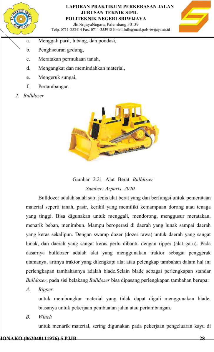 Gambar   2.21   Alat   Berat  Bulldozer Sumber: Arparts. 2020
