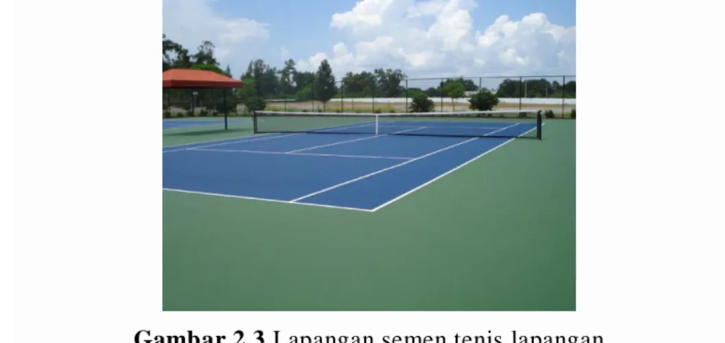Gambar 2.3  Lapangan semen tenis lapangan  3.  Lapangan Tanah Liat (Clay Court) 