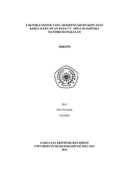 Top PDF Faktor-Faktor Yang Mempengaruhi Kepuasan Karyawan - 123dok.com