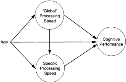 Figure  5.4.  Kail and Salthouse’s model showing possible relations among age, global  processing speed, specific processing speed, and cognitive performance