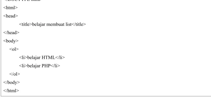 Gambar 13 Ordered list HTML