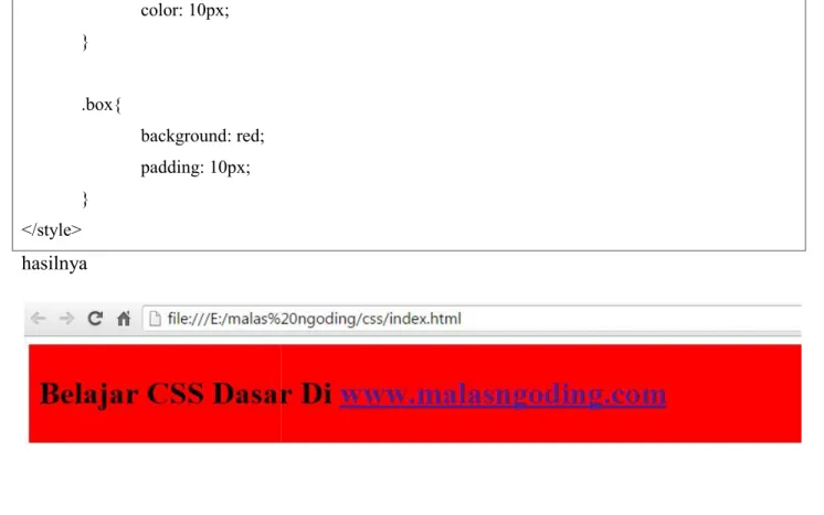 Gambar 23 Contoh penulisan CSS internal style